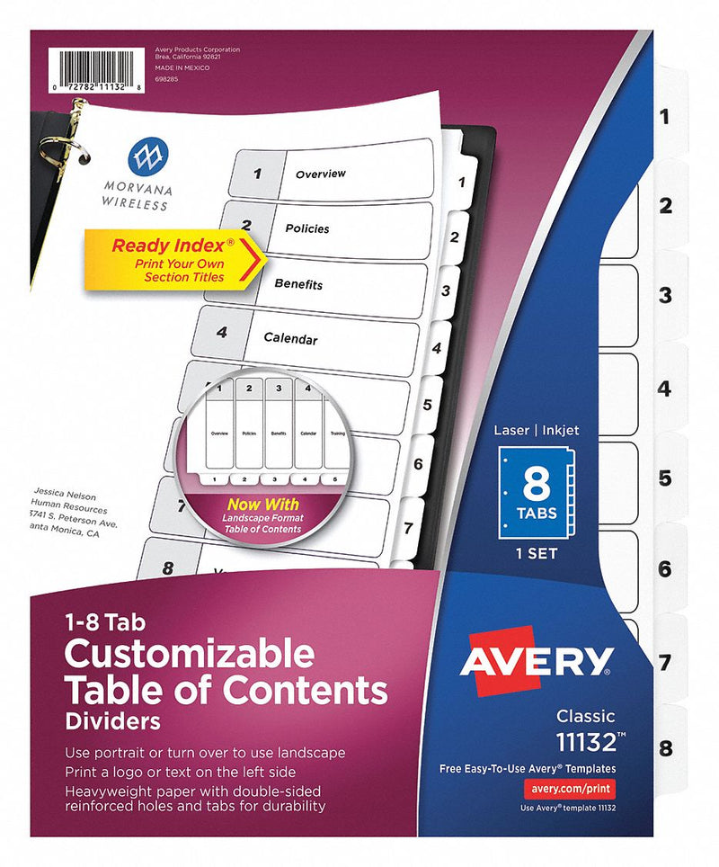 Avery Dennison 11132T Ready Index Tabs PK8