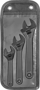 McMaster 5211A72 Cushion-Grip Adjustable Wrench 3 Piece Set, Black-Oxide, 1-1/2" Maximum Jaw Capacity