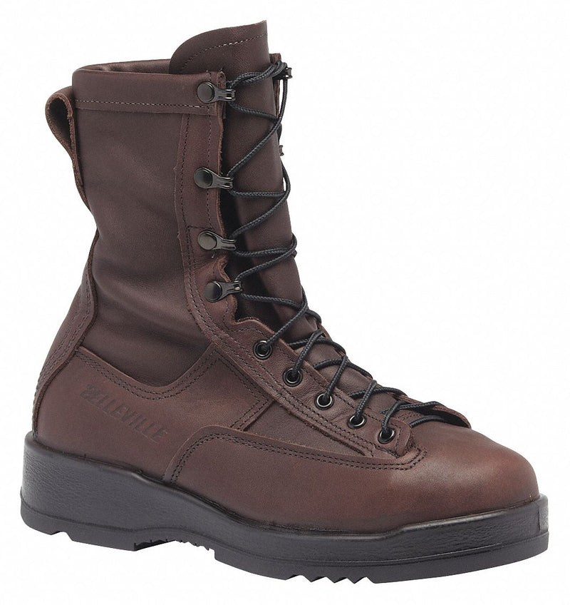 Belleville 330 ST Military/Tactical Boot, Men's Size 6-1/2 R, Aviator Brown Leather, 8 in, Wet Weather Flight