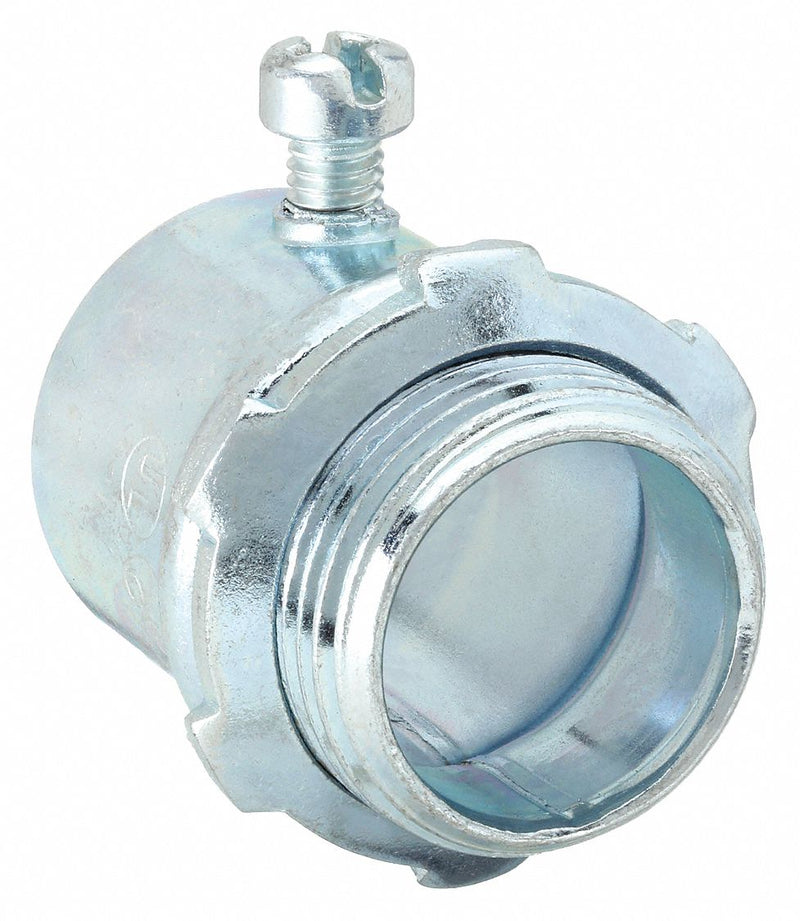 Raco 2003 Set Screw Conduit Connector, Steel, 3/4 in Trade Size, 1 15/32 in Overall Lg, Non-Insulated, Gray