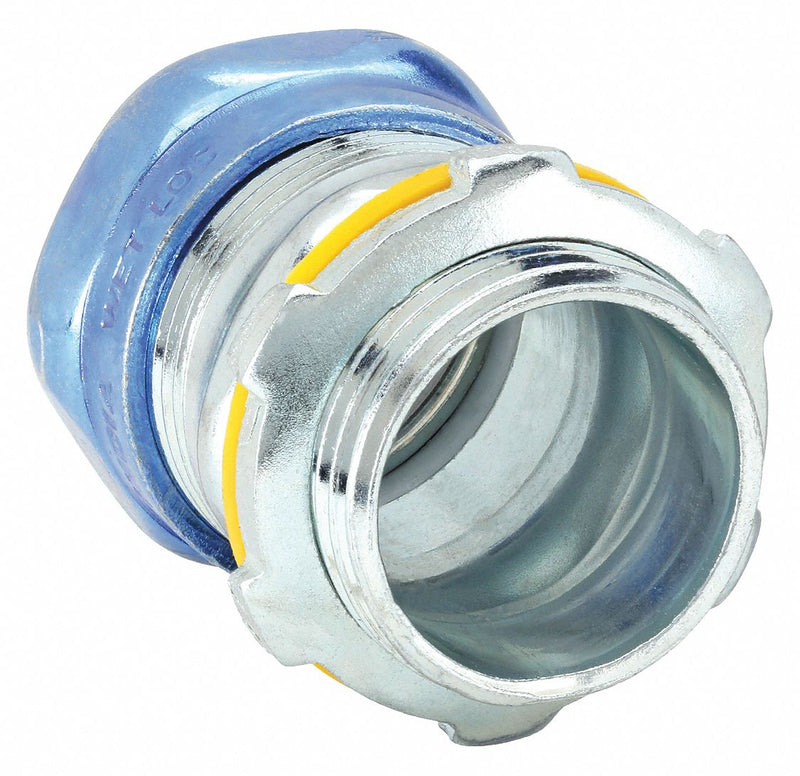 Raco 2906RT Compression Conduit Connector, Steel, 1 1/2 in Trade Size, 2 1/4 in Overall Lg, Non-Insulated