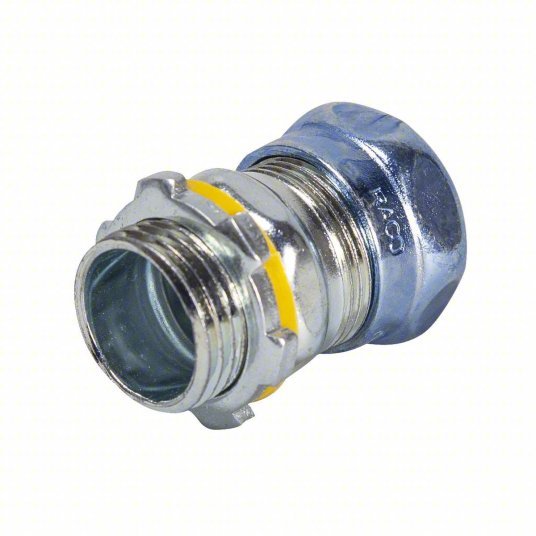 Raco 2903RT Compression Conduit Connector Steel, 3/4 in Trade Size, 1 25/32 in Overall Lg, Non-Insulated