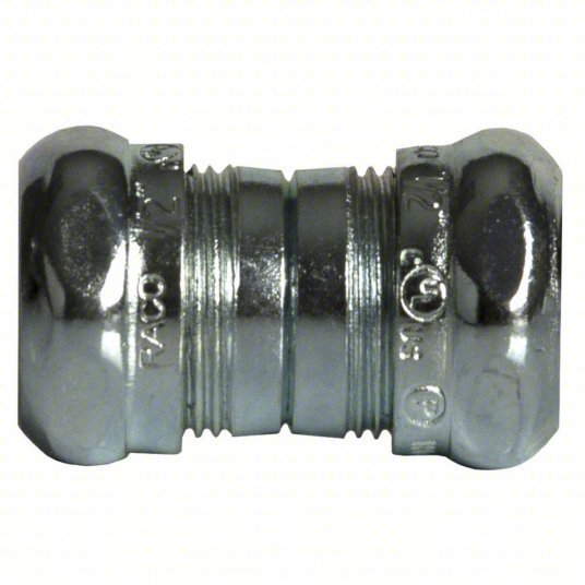 Raco 2923 Compression Conduit Coupling Steel, 3/4 in Trade Size, 2 3/16 in Overall Lg, Gray