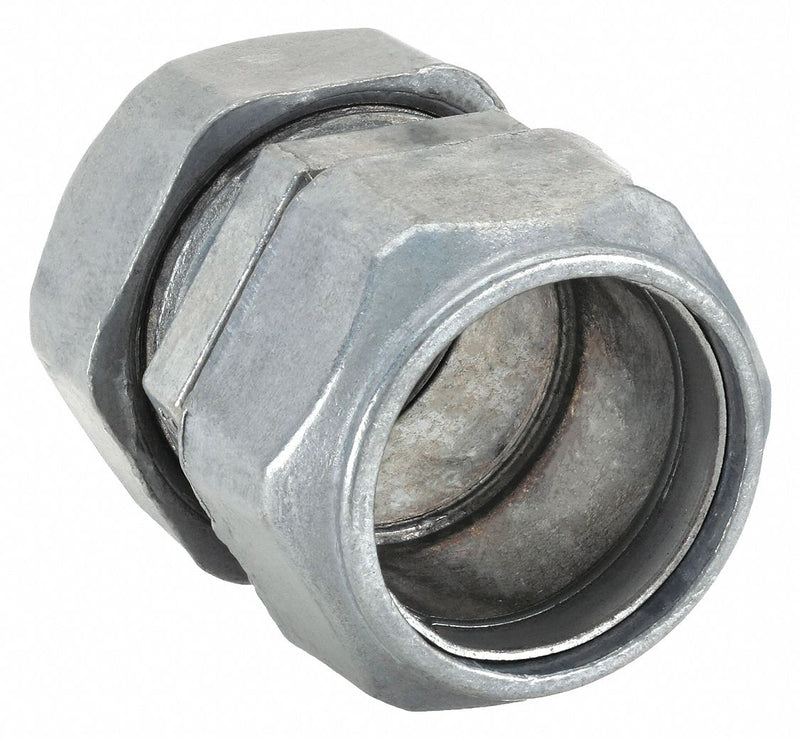 Raco 2825 Compression Conduit Coupling, Zinc, 1 1/4 in Trade Size, 2 1/8 in Overall Lg, Gray