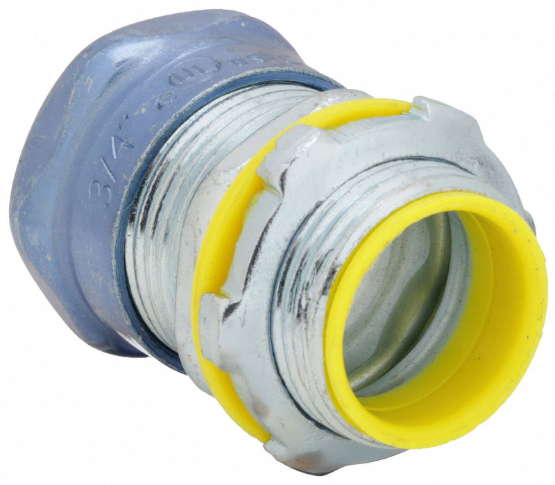 Raco 2913RT Compression Conduit Connector, Steel, 3/4 in Trade Size, 1 25/32 in Overall Lg, Insulated