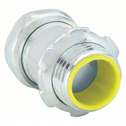 Raco 2913 Compression Conduit Connector Steel, 3/4 in Trade Size, 1 9/32 in Overall Lg, Insulated, Gray