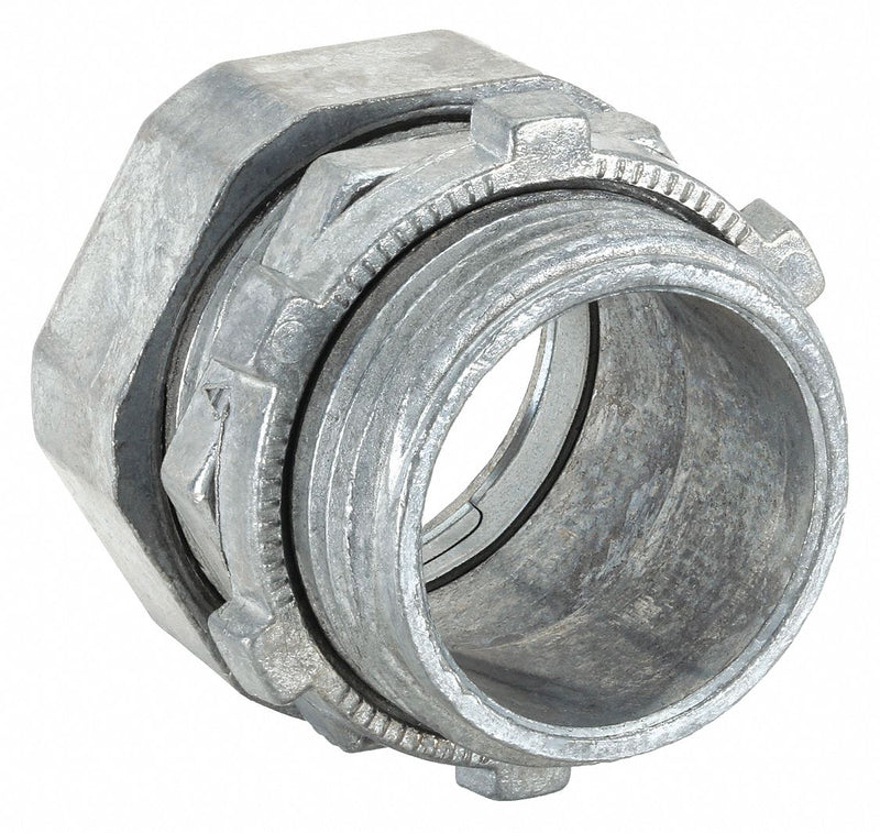 Raco 2805 Compression Conduit Connector, Zinc, 1 1/4 in Trade Size, 1 13/16 in Overall Lg, Non-Insulated, Gray