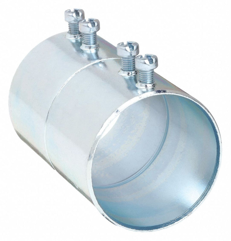 Raco 2026 Set Screw Conduit Coupling, Steel, 1 1/2 in Trade Size, 3 3/8 in Overall Lg, Gray