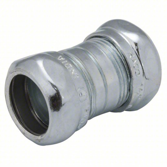 Raco 2923 Compression Conduit Coupling Steel, 3/4 in Trade Size, 2 3/16 in Overall Lg, Gray