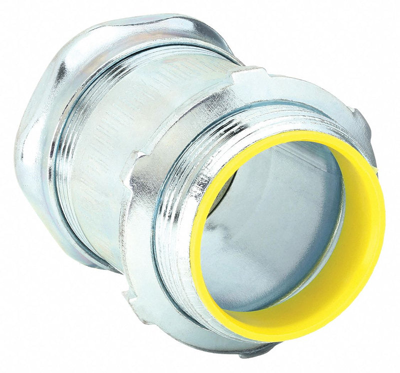 Raco 2916 Compression Conduit Connector, Steel, 1 1/2 in Trade Size, 2 1/4 in Overall Lg, Insulated, Gray