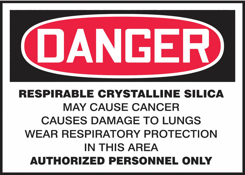 Accuform LCAW119VSP Respirable Crystalline Silica Danger Safety Label, Vinyl Adhesive, 5 in W x 3-1/2 in H, OSHA Traditional, 5 PK
