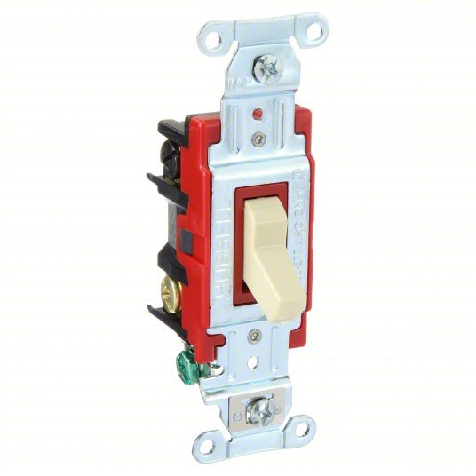 Redwood 4904BI Wall Switch Toggle Switch, 4-Way, Ivory, 20 A, Screw Terminals
