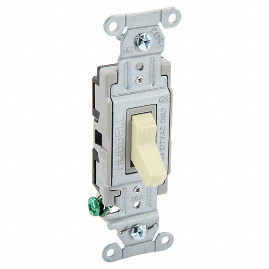 Hubbell CSB120BI Wall Switch, 20A, Ivory, Toggle, 120/277VAC