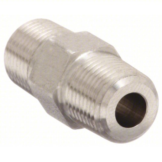 Parker 1/4 FF-SS Hydraulic Hose Adapter 1/4 in x 1/4 in Fitting Size, Male x Male, NPTF x NPTF, Rigid, Straight