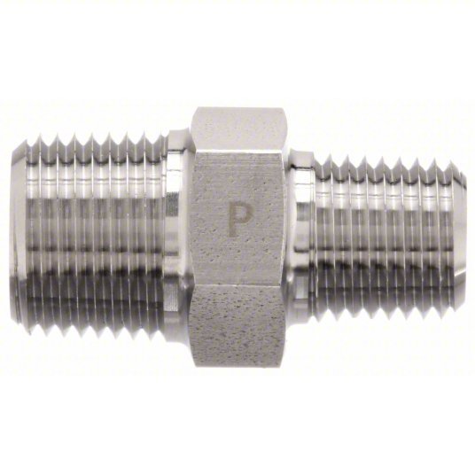 Parker 1/2 X 3/8 FF-SS Hydraulic Hose Adapter 1/2 in x 3/8 in Fitting Size, Male x Male, NPTF x NPTF, Rigid, Straight