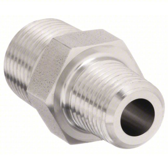 Parker 1/2 X 3/8 FF-SS Hydraulic Hose Adapter 1/2 in x 3/8 in Fitting Size, Male x Male, NPTF x NPTF, Rigid, Straight