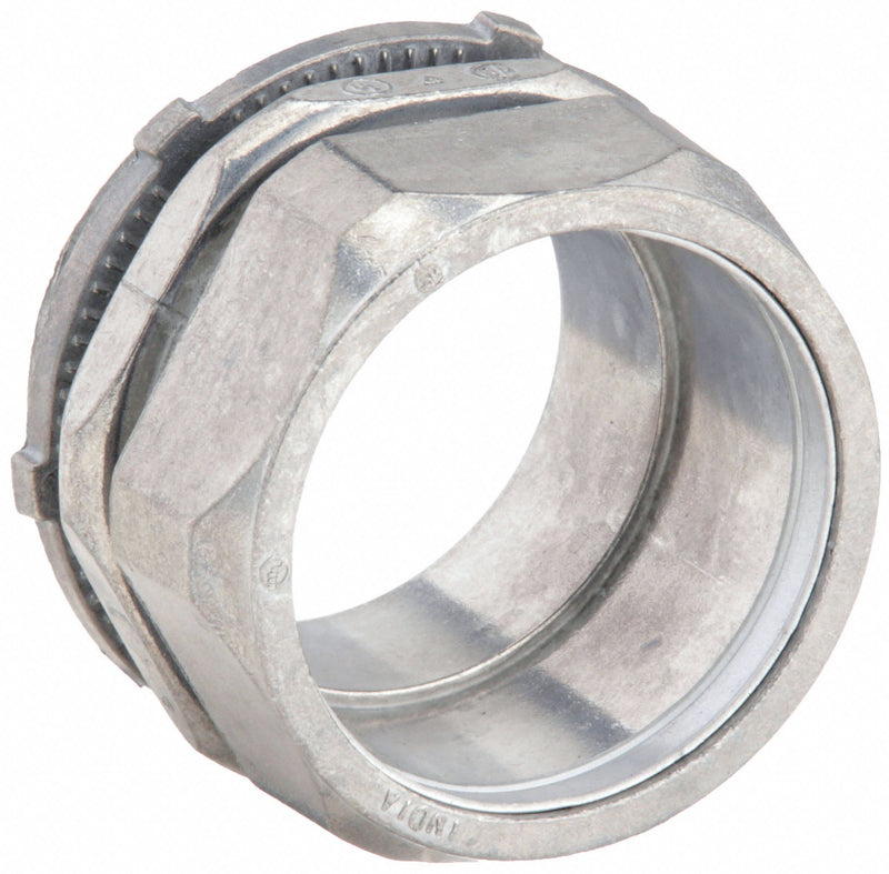 Raco 2846 Compression Conduit Connector, Zinc, 4 in Trade Size, 2 29/32 in Overall Lg, Non-Insulated, Gray