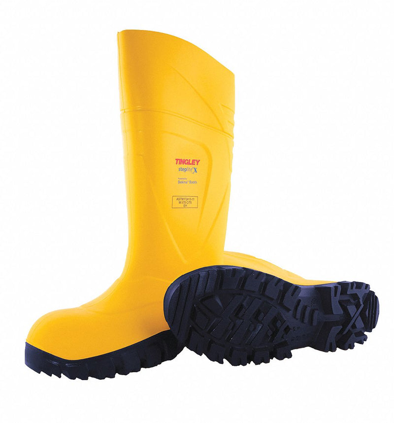 Tingley 77253.12 Rubber Boot, 12 Size, Knee Footwear, Steel, Yellow, Polyurethane, Polyurethane