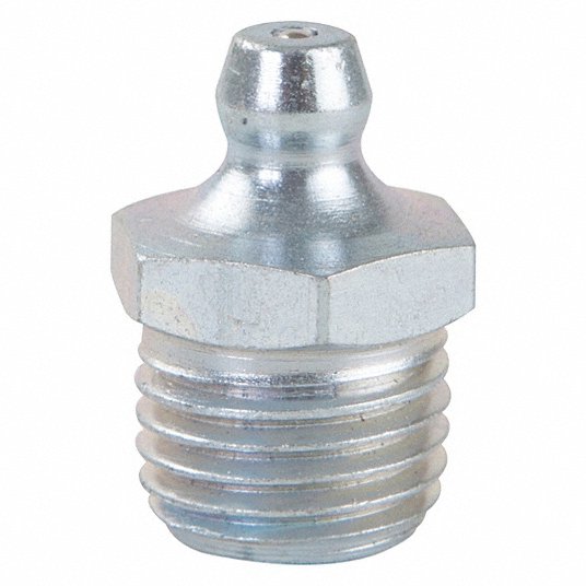 Redwood RW52NZ34 Grease Fitting Std Fitting, 1/4"-18 Thread Size, PTF, 7/8 in Overall Lg, 0° Head Angle, Steel