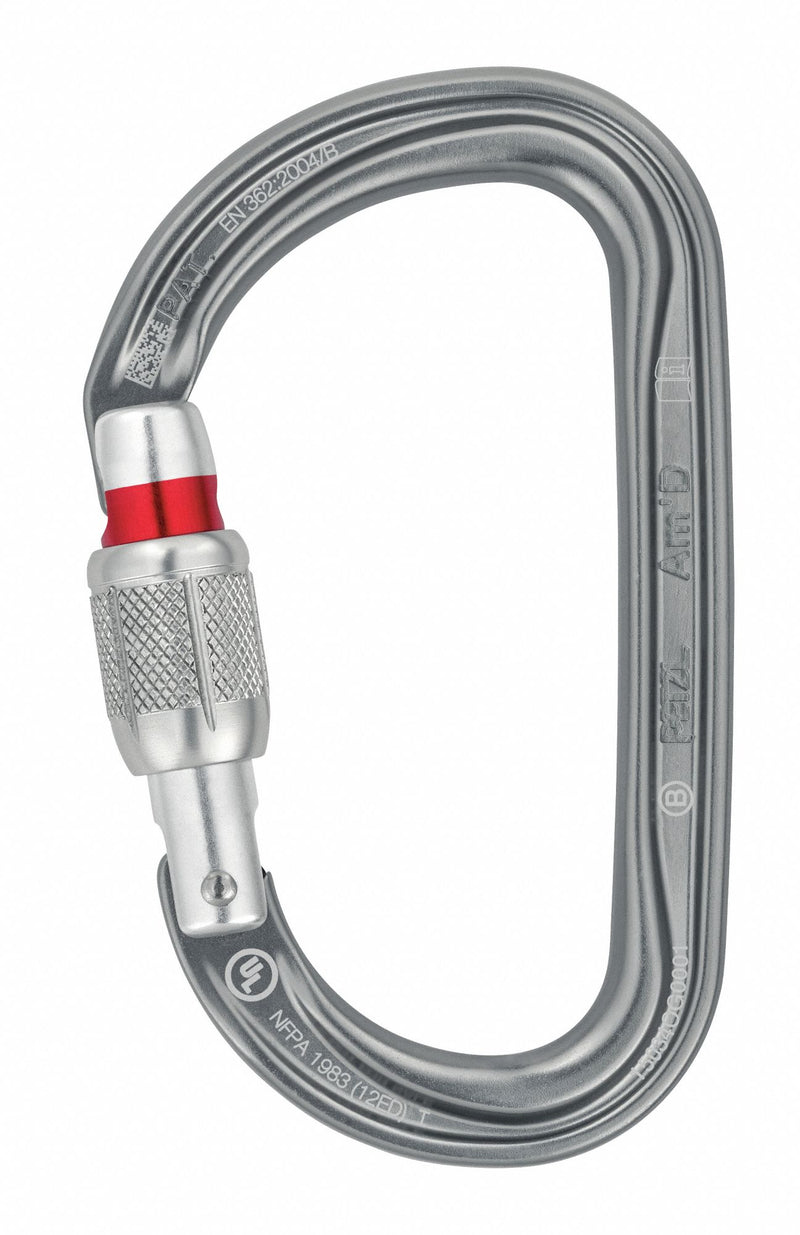 Petzl M34A SL Am'D Screw-Lock Carabiner, 1 in Gate Opening, Aluminum, Fall Protection