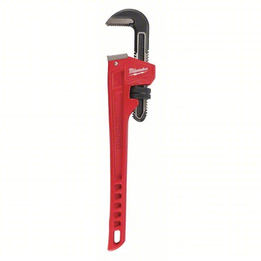 Milwaukee 48-22-7118 Pipe Wrench Alloy Steel, 2 1/2 in Jaw Capacity, Serrated, 18 in Overall Lg, Ergonomic
