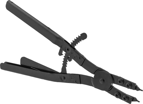 McMaster 5300A21 Locking Changeable-Tip Retaining Ring Plier for Internal Rings Fitting 3-1/16"-6" ID, Plain Grip