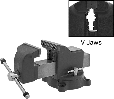 McMaster 5310A6 Bench Vise Economy, Flat and V Jaws, 8" Wide Flat Jaw, Swivel Base