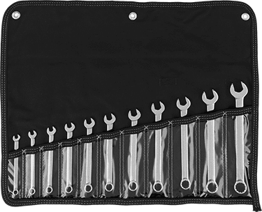 McMaster 5314A26 Polished Chrome-Plated Combination Wrench with 12-Point Openings, 11-Piece Metric Set