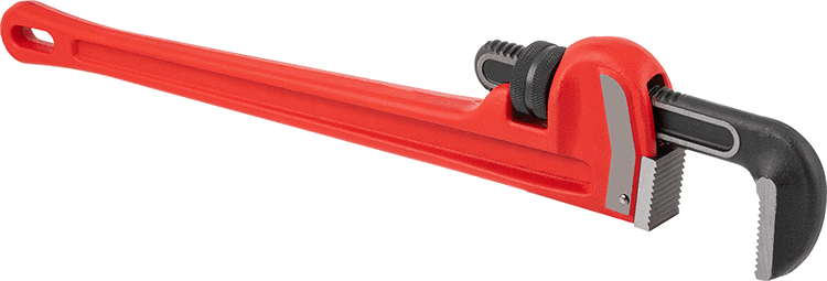 McMaster 5357A127 Pipe Wrench with Straight 3" Maximum Capacity Jaw, 24" Long, Red Painted Iron