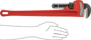 McMaster 5357A127 Pipe Wrench with Straight 3" Maximum Capacity Jaw, 24" Long, Red Painted Iron