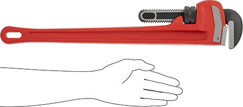 McMaster 5357A127 Pipe Wrench with Straight 3" Maximum Capacity Jaw, 24" Long, Red Painted Iron