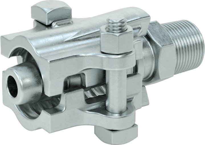 McMaster 5360K32 Interlocking-Clamp Hose Adapter for Steam, for 3/4" Hose ID, 1-1/2" Maximum Hose OD, 3/4 NPT Male