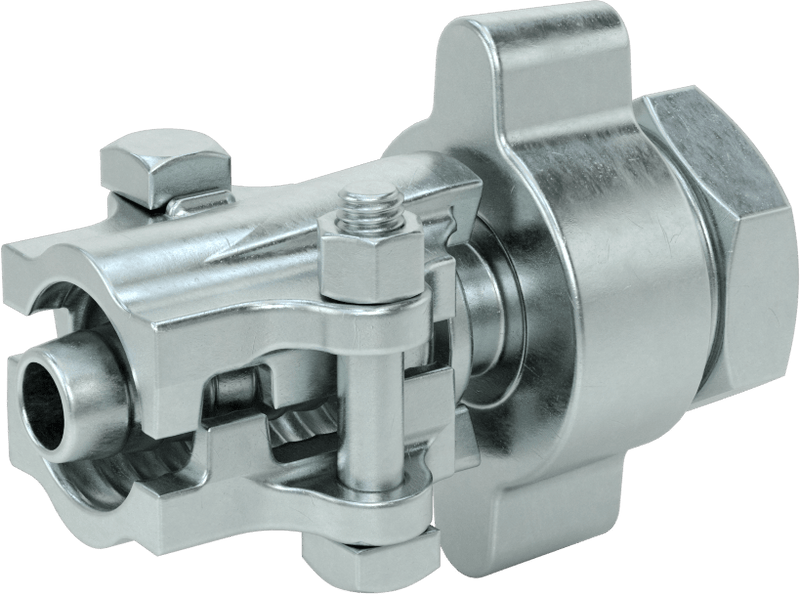 McMaster 5360K74 Interlocking-Clamp Hose Adapter for Steam, for 3/4" Hose ID, 1-1/2" Maximum Hose OD, 3/4 NPT Female