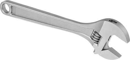 McMaster 5385A22 Chrome-Plated Adjustable Wrench 10" Overall Length, 1-3/8" Maximum Jaw Capacity