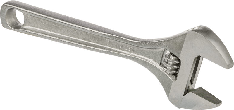 McMaster 5385A2 Chrome-Plated Steel Adjustable Wrench, Plain Grip, 6" Overall Length, 15/16" Maximum Jaw Capacity