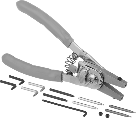 McMaster 5391A33 Locking Change-Tip Retaining Ring Pliers Set, 1 Plier, 5 Tip Pairs