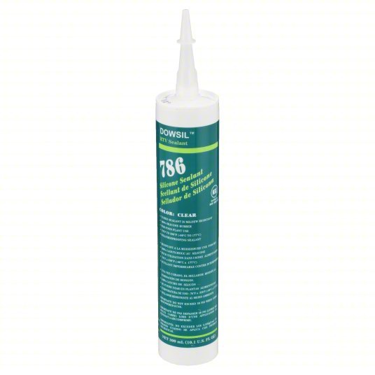 Dow 99179247 Silicone Sealant 786, Clear, 10 oz, Cartridge, 301% to 500% Elongation Range