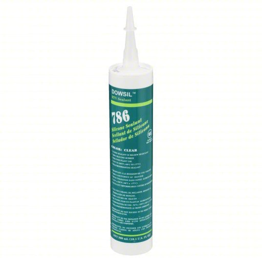 Dow 99179247 Silicone Sealant 786, Clear, 10 oz, Cartridge, 301% to 500% Elongation Range