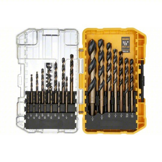 DeWalt DWA1181 Jobber Length Drill Set 1/16 in Smallest Drill Bit Size, 1/2 in Largest Drill Bit Size