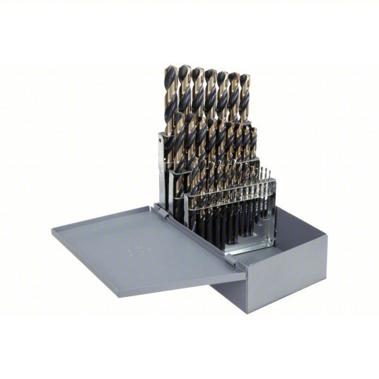 Cle-Line C18125 Jobber Drill Bit Set 1/16 in Smallest Drill Bit Size, 1/2 in Largest Drill Bit Size, 4xD