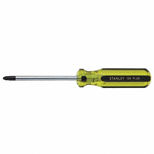 Stanley 64-102-A Screwdriver #2 Tip Size, 8 in Overall Lg, 4 in Shank Lg, Ergonomic Grip