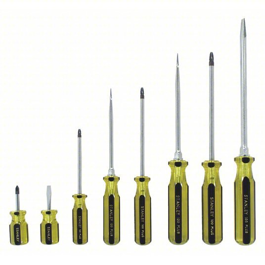 Stanley 66-158-A Magnetized Tip Screwdriver Set 8 Pieces, Phillips/Slotted Tip, Molded Grip