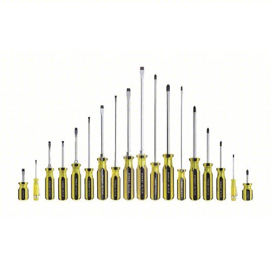Stanley 66-520-A Magnetized Tip Screwdriver Set 18 Pieces, Phillips/Slotted Tip, Ergonomic Grip
