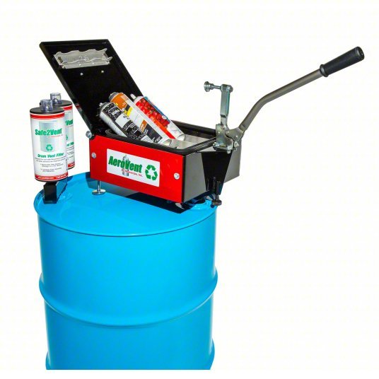 Newstripe 10004721 Aerosol Can Recycling System 3 Can Capacity, 96% Biodegradable Drum Vent Filter Features