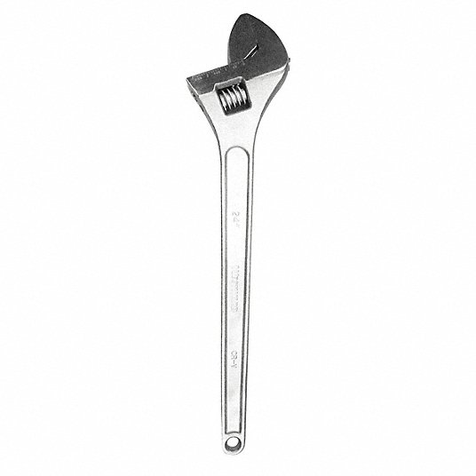 RWM Tools RW53KA29 Adjustable Wrench Alloy Steel, Chrome, 24 1/16 in Overall Lg, 2 1/2 in Jaw Capacity