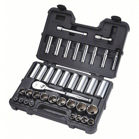 Redwood RW53PN53 Socket Wrench Set 1/2 in Drive Size, 37 Pieces, 3/8 in to 1 3/8 in Socket Size Range