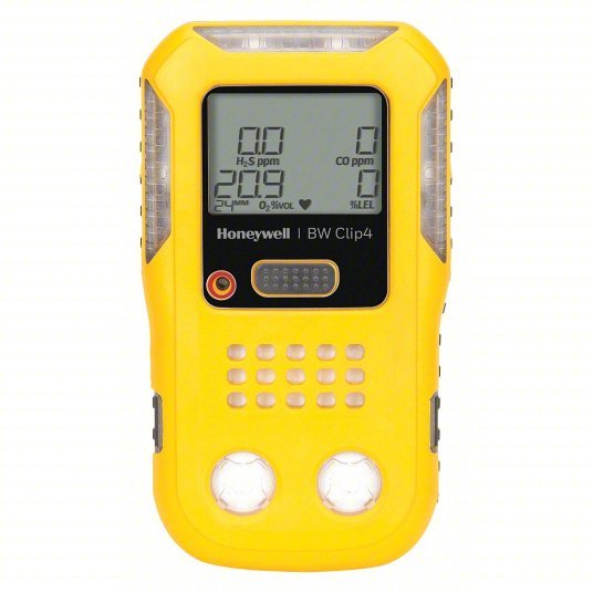 Honeywell BWC4-Y-N Multi-Gas Detector, CO, H2S, LEL, O2, 2 yr Battery Life, Yellow