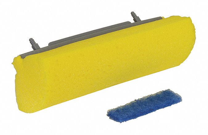 Quickie 582MB Mop Head, Screw-On Connection, 9 in Mop Head Wd, 3 1/2 in Mop Head Dp, Yellow, Cellulene