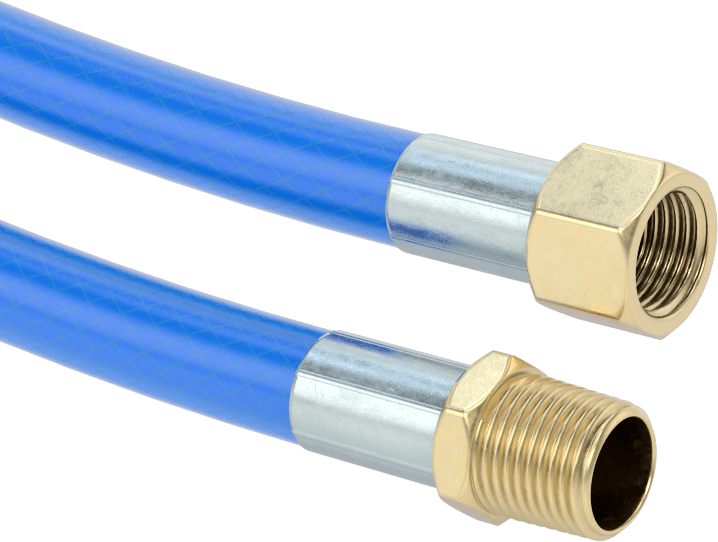 McMaster 54085K74 Abrasion-Resistant Lightweight Air Hose, Blue, Brass 1/2 NPTF Male × 1/2 NPSM Female, 1/2" ID, 11/16" OD, 100 Feet Long