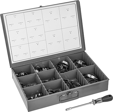 McMaster 54265K17 Worm-Drive Smooth-Band Clamp Assortment for Soft Hose and Tube, 316 Stainless Steel, 70 Pieces